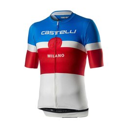 CASTELLI Tricou de ciclism cu mânecă scurtă - MILANO - alb/albastru/roșu