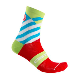 CASTELLI Șosete clasice de ciclism - TALENTO W LADY - verde deschis/albastru deschis/roșu