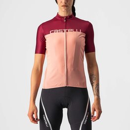 CASTELLI Tricou de ciclism cu mânecă scurtă - VELOCISSIMA LADY - bordo/roz