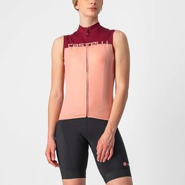 CASTELLI Tricoul de ciclism fără mâneci - VELOCISSIMA LADY - bordo/roz