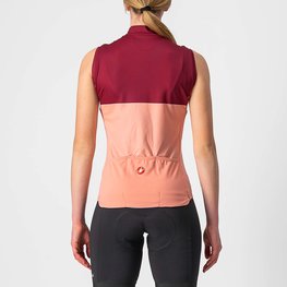 CASTELLI Tricoul de ciclism fără mâneci - VELOCISSIMA LADY - bordo/roz