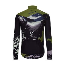 HOLOKOLO Tricou de cilism pentru iarnă cu mânecă lungă - CAMOUFLAGE WINTER - verde/negru