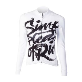 HOLOKOLO Tricou de cilism pentru iarnă cu mânecă lungă - STREETBEAT LADY WNT - alb/negru