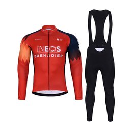 BONAVELO Tricou și pantaloni de iarnă de ciclism - INEOS 2024 WINTER - albastru/negru/roșu