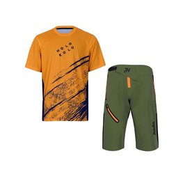 HOLOKOLO Tricoul și pantalonii de ciclism MTB - UNIVERSE MTB - verde/portocaliu/negru