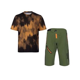 HOLOKOLO Tricoul și pantalonii de ciclism MTB - NIGHTFALL MTB - portocaliu/verde/negru