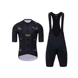 HOLOKOLO Tricoul și pantaloni scurți de ciclism - DRAGONFLIES ELITE - negru