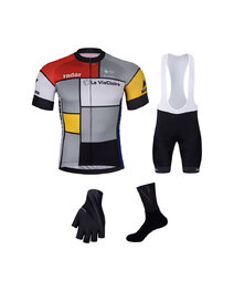 BONAVELO Mega set de ciclism - 1985 LA VIE CLAIRE - alb/multicolor/negru