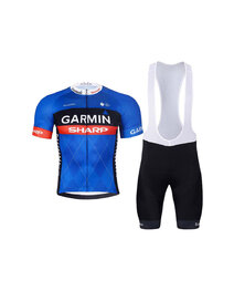 BONAVELO Tricoul și pantaloni scurți de ciclism - GARMIN SHARP - albastru/negru