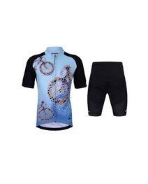 HOLOKOLO Tricoul și pantaloni scurți de ciclism - RIDERS KIDS - negru/albastru/multicolor