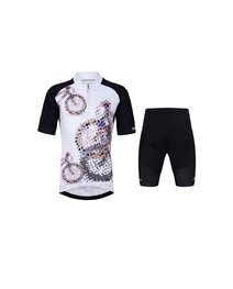 HOLOKOLO Tricoul și pantaloni scurți de ciclism - RIDERS KIDS - multicolor/alb/negru