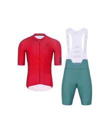HOLOKOLO Tricoul și pantaloni scurți de ciclism - VICTORIOUS - verde/roșu