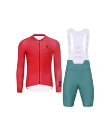 HOLOKOLO Tricoul și pantaloni scurți de ciclism - VICTORIOUS - verde/roșu
