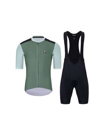 HOLOKOLO Tricoul și pantaloni scurți de ciclism - TECHNICAL - verde/negru