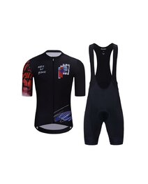 HOLOKOLO Tricoul și pantaloni scurți de ciclism - SKETCH  - roșu/negru