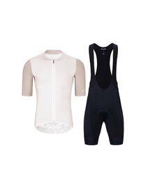 HOLOKOLO Tricoul și pantaloni scurți de ciclism - PERFORMANCE - negru/bej