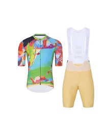HOLOKOLO Tricoul și pantaloni scurți de ciclism - DEER - bej/verde/multicolor