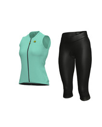 ALÉ Tricoul și pantaloni scurți de ciclism - COLOR BLOCK LADY - negru/albastru