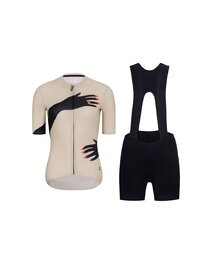 RIVANELLE Tricoul și pantaloni scurți de ciclism - HANDS LADY  - negru/bej