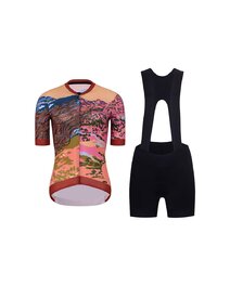 RIVANELLE Tricoul și pantaloni scurți de ciclism - FREE ELITE LADY LIMI - portocaliu/negru/multicolor