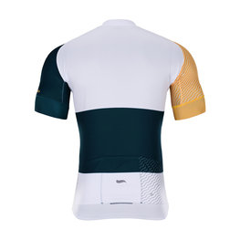 HOLOKOLO Tricou de ciclism cu mânecă scurtă - ENGRAVE - alb/galben/albastru