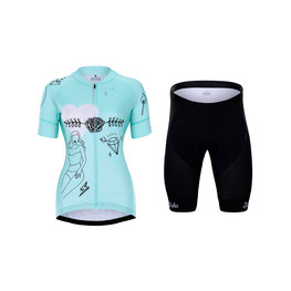 HOLOKOLO Tricoul și pantaloni scurți de ciclism - RAZZLE DAZZLE LADY - multicolor/albastru deschis