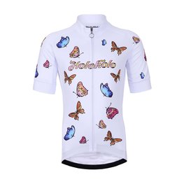 HOLOKOLO Tricou de ciclism cu mânecă scurtă - BUTTERFLIES KIDS - alb/multicolor