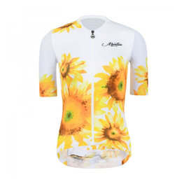 MONTON Tricou de ciclism cu mânecă scurtă - SUNFLOWER LADY - alb/galben