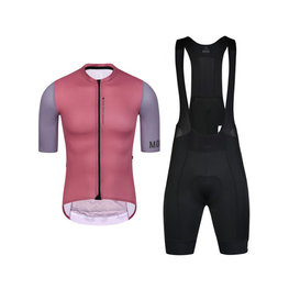 MONTON Tricoul și pantaloni scurți de ciclism - CHECHEN - roșu/negru