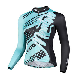 MONTON Tricou de ciclism cu mânecă lungă de vară - FERNYARN LADY SUMMER - verde/negru