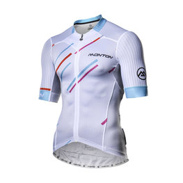 MONTON Tricou de ciclism cu mânecă scurtă - COLORE PIOGGIA - alb