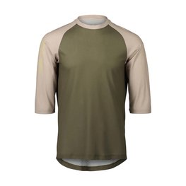 POC Tricou de ciclism cu mânecă scurtă - MTB PURE 3/4  - verde/bej
