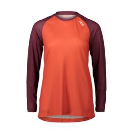 POC Tricou de ciclism cu mânecă lungă de vară - MTB PURE LADY - bordo/portocaliu