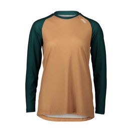 POC Tricou de ciclism cu mânecă lungă de vară - MTB PURE LADY - verde/maro
