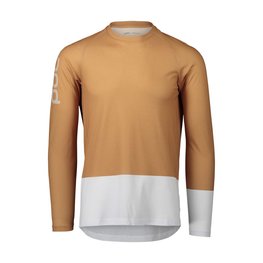 POC Tricou de ciclism cu mânecă lungă de vară - MTB PURE - alb/maro