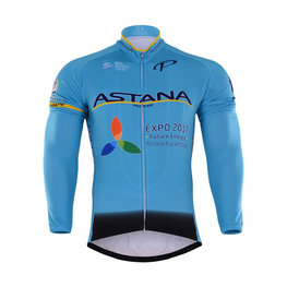 Tricou de cilism pentru iarnă cu mânecă lungă - ASTANA 2017 WINTER - albastru deschis