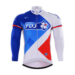 Tricou de cilism pentru iarnă cu mânecă lungă - FDJ 2017 WINTER - roșu/albastru/alb
