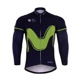 BONAVELO Tricou de cilism pentru iarnă cu mânecă lungă - MOVISTAR 2017 WINTER - verde/albastru