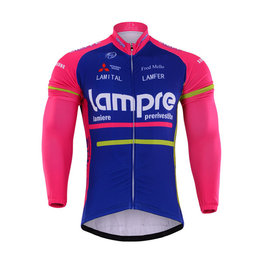 Tricou de ciclism cu mânecă lungă de vară - LAMPRE 2017 SUMMER - albastru/roz