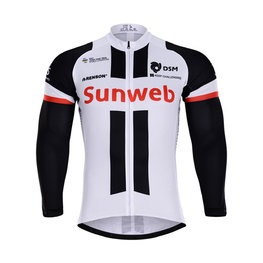 Tricou de cilism pentru iarnă cu mânecă lungă - SUNWEB 2018 WINTER - alb/negru