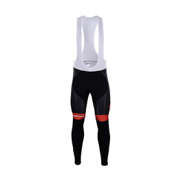 Pantaloni de ciclism lungi cu bretele - TREK 2018 WINTER - roșu/negru