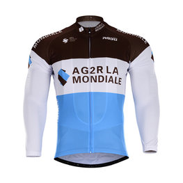 Tricou de ciclism cu mânecă lungă de vară - AG2R 2018 SUMMER - albastru deschis/maro/alb