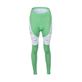 Pantaloni de ciclism lungi fără bretele - CYCLINGBOX LADY SMR - alb/verde