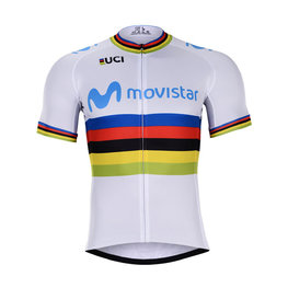 BONAVELO Tricou de ciclism cu mânecă scurtă - MOVISTAR UCI 2019 - alb
