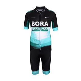BONAVELO Tricoul și pantaloni scurți de ciclism - BORA 2020 KIDS - alb/negru/verde