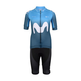 BONAVELO Tricoul și pantaloni scurți de ciclism - MOVISTAR 2020 KIDS - alb/albastru/negru