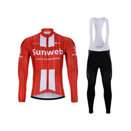 BONAVELO Tricou și pantaloni de iarnă de ciclism - SUNWEB 2020 WINTER - roșu/alb/negru