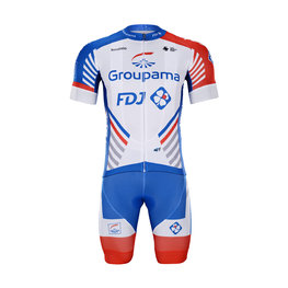 BONAVELO Tricoul și pantaloni scurți de ciclism - GROUPAMA FDJ 2020 - alb/roșu/albastru