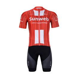 BONAVELO Tricoul și pantaloni scurți de ciclism - SUNWEB 2020 - negru/roșu