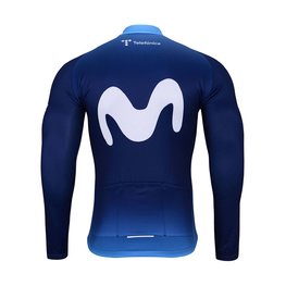 BONAVELO Tricou de cilism pentru iarnă cu mânecă lungă - MOVISTAR 2024 WINTER - alb/albastru
